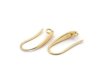 Gold Ohrhaken, 4 Vergoldete Messing Ohrring-Brisuren, Ohrring Haken (21 mm) D1336
