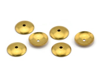 Round Bead Caps, 500 Raw Brass Bead Caps with Middle Hole (10mm) Brs 99 A0229