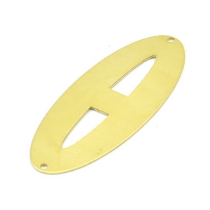 Brass Ellipse Charm, 3 Raw Brass Ellipse Shape Stamping Blank Charms With 2 Holes Earrings, Findings (59x24x0.70mm) B0264