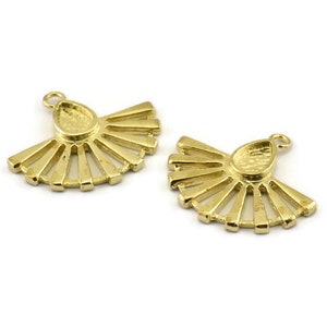 Brass Sun Charm, Raw Brass Drop Charms With 1 Loop, Earrings (22x19mm) N1114