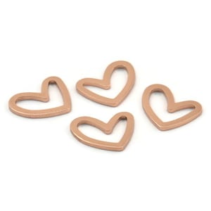 Rose Gold Herz Anhänger, 10 Rose Gold überzogene Messing Herz Verbinder, Zubehör (11x14x1mm) D1195 Q0343