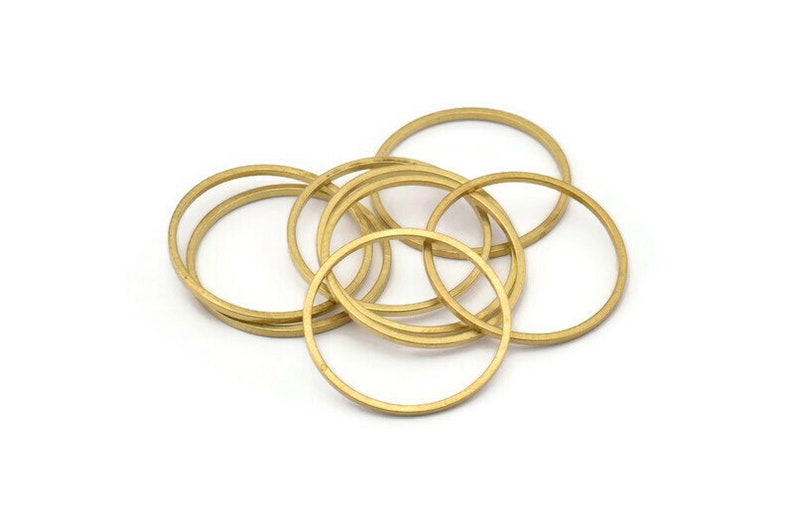 50 Raw Brass Circle Connectors BS 1093 22mm Circle Connectors 22x1x1mm