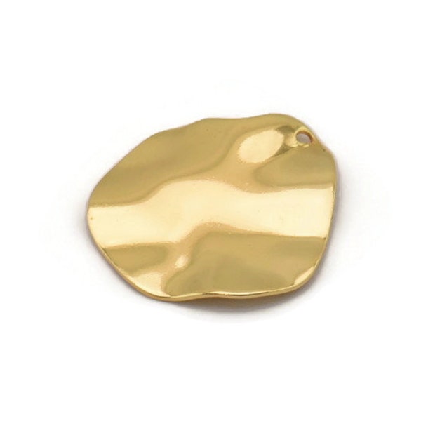 Gold Wavy Disc, 4 Gold Plated Brass Wavy Discs With 1 Hole, Findings (22mm) D0573