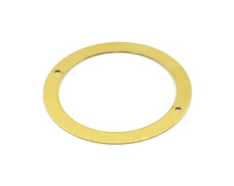 Middle Hole Connector, 10 Raw Brass Circle with 2 Holes And Middle Hole Connector (40mm) Brs 6 A0535