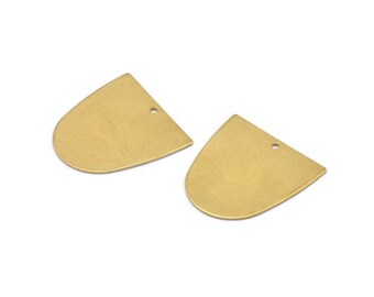 D Shaped Charm, 24 Raw Brass D Shaped Connectors With 1 Hole, Earrings, Findings (20x20x0.50mm) D0700