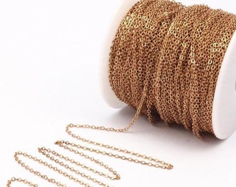 Solder Chain, Brass Chain, 50 M - (1.5x2mm) Raw Brass Soldered Chain - R006