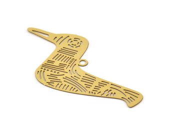 Brass Bird Charm, 10 Raw Brass Bird Charms With 1 Loop, Findings (49x26x0.30mm) D1692