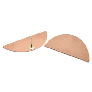 Copper Semi Circle Earring, 4 Raw Copper Half Moon Stud Earring (39x15x0.90mm) M527 A6073