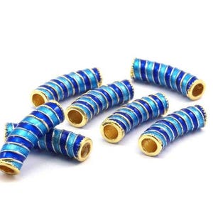 2 Stück Messing Emaille Streifen Tubes (21 x 6 mm) Lochgröße 4 mm B-2