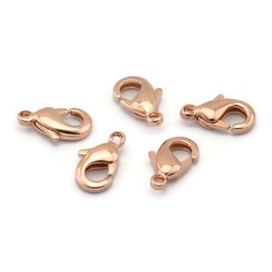 Rose Gold Plated Brass Parrot Clasps, 15 Brass Rose Gold Plated Lobster Claw Clasps (10x5mm) A0364 Q0058