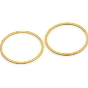 Gold Circle Connectors, 12 Gold Plated Brass Circle Connectors (25mm) Bs-1108 Q0046