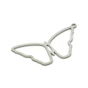 Steel Butterfly Charm, Stainless Steel Butterfly Charms With 1 Loop, Earring Findings (37x19x0.80mm) SMP1864