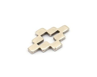 Silver Puzzle Blank, 24 Antique Silver Plated Brass Necklace Connectors, Earrings, Findings (10x15x1mm) D1015