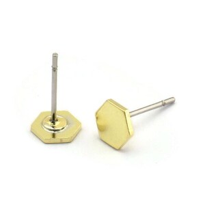 Brass Hexagon Earring, 12 Raw Brass Tiny Hexagon Stud Earrings (6x0.80mm) M03379 A5815