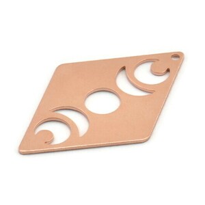 Copper Diamond Charm, 6 Raw Copper Moon Charms With 1 Hole, Rhombus Blanks (40x26x0.80mm) M01539