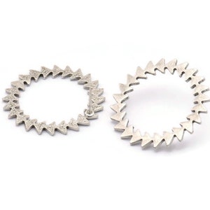Silver Circle Earring, 2 Antique Silver Plated Brass Circle Stud Earrings (34x1.2mm) N1628