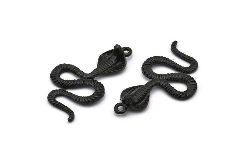 Black Snake Charm, Oxidized Black Brass Cobra Snake Charm