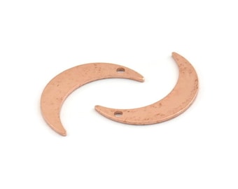 Breloque lune en cuivre, 24 breloques croissant de lune en cuivre brut avec 1 trou, découpes (22x5x0,80 mm) M411