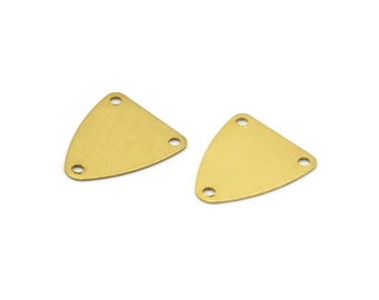 Brass Triangle Charm, 50 Raw Brass Triangle Charms with 3 Holes (13.5x15mm)  D0015--N0677