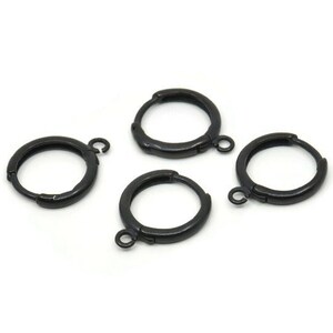 Black Leverback Earring, 6 Oxidized Black Brass Leverback Earrings, Findings (14mm) A0789