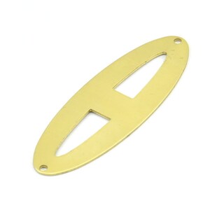 Brass Ellipse Charm, 6 Raw Brass Ellipse Shape Stamping Blank Charms With 2 Holes Earrings, Findings (53x18x0.70mm) B0270