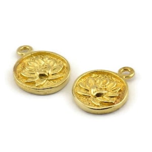 Brass Flower Charm, Raw Brass Flower Charm Earrings With 1 Loop, Pendants, Findings (13mm) N0881