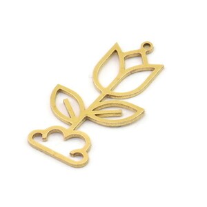 Brass Flower Charm, Raw Brass Flower Charms, Brass Earring Charms, Brass Charms for Jewelry Making (33x18x0.80mm) SMP1379