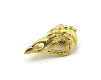 Tiny Bird Skull, Raw Brass Bird Skull Pendants, Brass Skull Charm (24x12x11mm) N2593