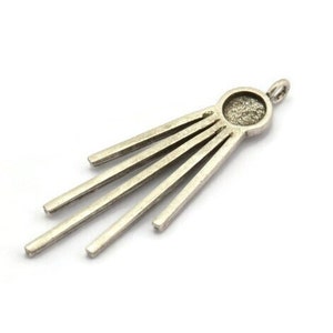 Silver Fringed Charm, 2 Antique Silver Plated Brass Fringed Charms With 1 Loop - Pad Size 6mm  (47x18x2mm) N1369