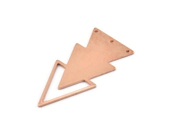Charme triangle en cuivre, 4 charmes triangle en cuivre brut avec 3 trous (47x21x1mm) M1092