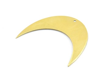 Moon Phase Blank, 8 Raw Brass Crescent Moon Blanks With 1 Hole (42x15x0.6mm) BS 2174