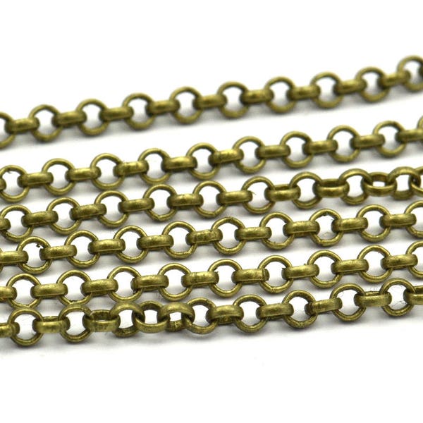 Antique Bronze Chain, Antique Bronze Tone Brass Soldered Rolo Chain (2.5mm) 3m-5m-10m-20m-50m-90m Z047