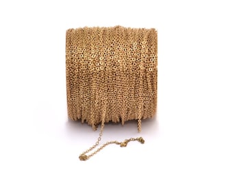 Brass Chain, Solder Chain, Link Chain, 50 M - (1.5x2mm) Raw Brass Soldered Chain - ( Z001 - R )
