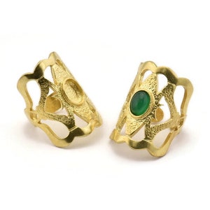 Brass Ring Setting, Raw Brass Duke Ring With 1 Stone Setting - Pad Size 8x6mm N1803