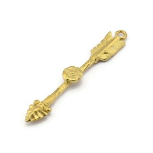Brass Arrow Pendant, 4 Raw Brass Arrow Pendants With 1 Loop, Earrings, Charms (53mm) E653