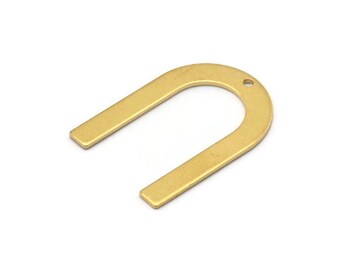 Brass Geometric Charm, 12 Raw Brass U Shaped Pendants With 1 Hole, Charms, Findings (28x20x0.80mm) D0563