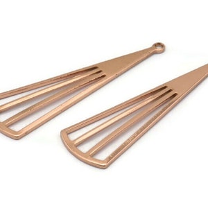 Rose Gold Triangle Charm, 6 Rose Gold Plated Brass Triangle Charms With 1 Hole, Pendants, Findings (39x12x0.80mm) D1173 Q0909