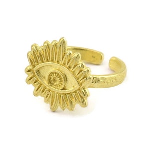Brass Eye Ring, Raw Brass Eye Rings, Adjustable Rings, Evil Eye Rings - N2500