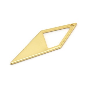 Gold Diamond Charm, 6 Gold Plated Brass Rhombus Charms With 1 Hole, Earrings, Findings (33x12x10,80m) D0670 Q0767