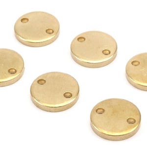 Brass Circle Charm, 6 Raw Brass Circle Button Blanks (18x3mm) Y211