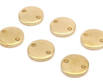 Brass Circle Charm, 6 Raw Brass Circle Button Blanks (18x3mm) Y211