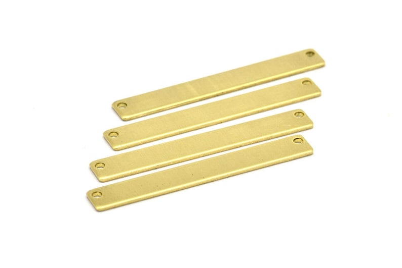 6x44x1mm Brass Personalized Bar 24 Raw Brass Stamping Necklace Blanks With 2 Holes D229