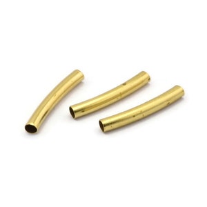 Brass Curved Tube - 50 Raw Brass Curved Tube Findings (19x3mm) Brs 494 A0719 D0075