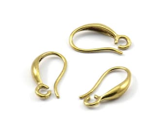 Ganchos para orejas de latón, 12 alambres para pendientes de latón en bruto, ganchos para pendientes (15 x 3 mm) BS 2368