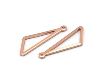 Open Triangle Charm, 6 Rose Gold Plated Brass Triangle Charms with 1 Loop (27x9x1mm) BS 2185 Q0572