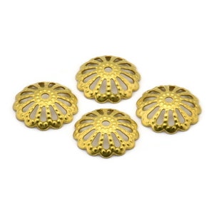 Brass Bead Cap, 20 Raw Brass Bead Caps, Findings (13mm) Brs 605 A0499