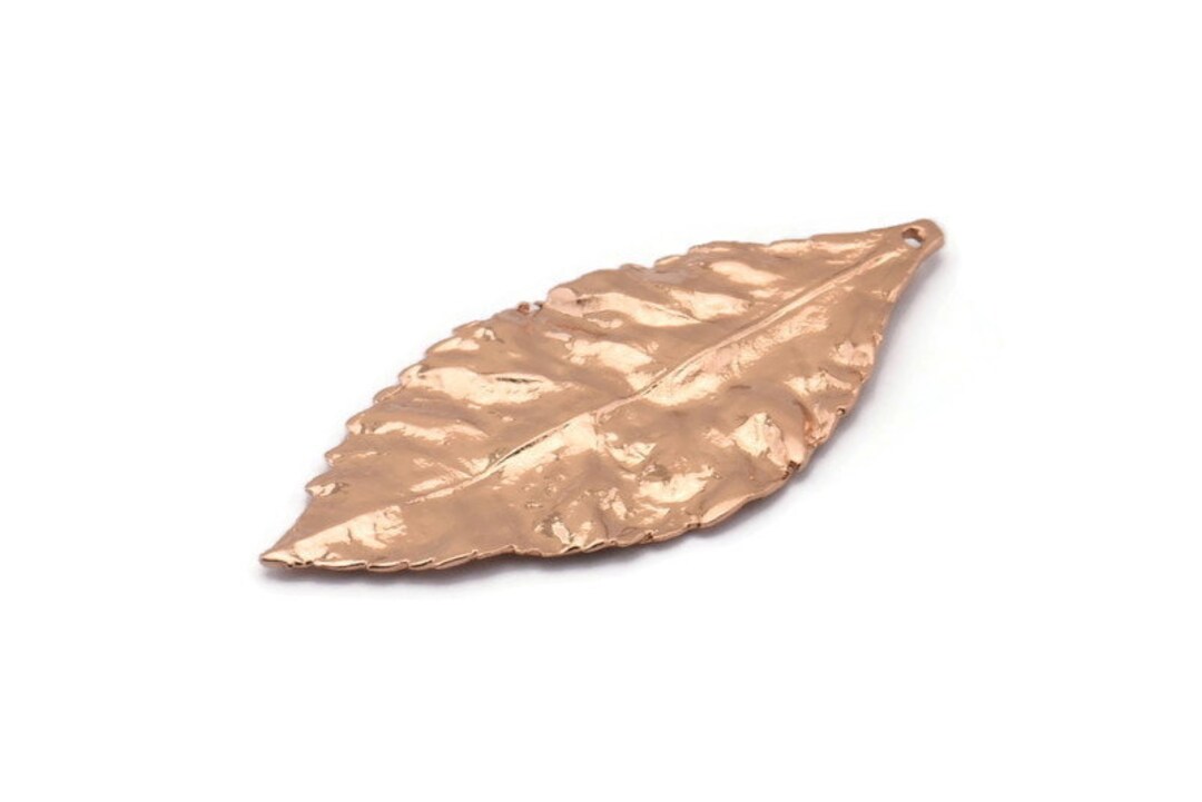 Wide Brass Leaf 2 Rose Gold Plated Brass Leaf Charms Etsy