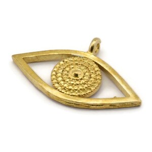 Brass Eye Charm, Raw Brass Eye Charms With 1 Loop, Pendants (37x22x2.5mm) N1874