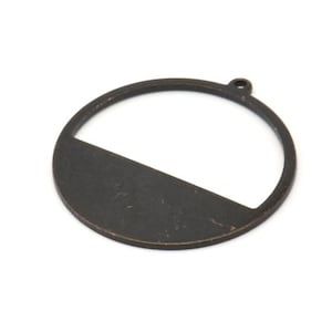 Black Round Charms, 8 Oxidized Back Brass Round Charms With 1 Loop, Pendants, Earrings, Findings (26x0.80mm) D0595 S943
