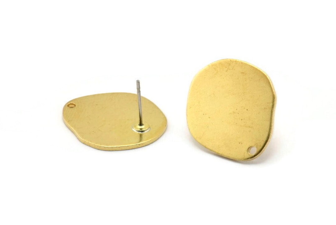 Brass Pear Earring, 6 Raw Brass Pear Shaped Stud Earrings With 1 Hole